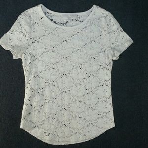 Ann Taylor Unlined Cotton Lace Top S